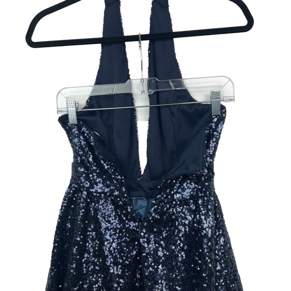 Missguided Blue Sequin Halter Mini Dress US 4 - Picture 8 of 12